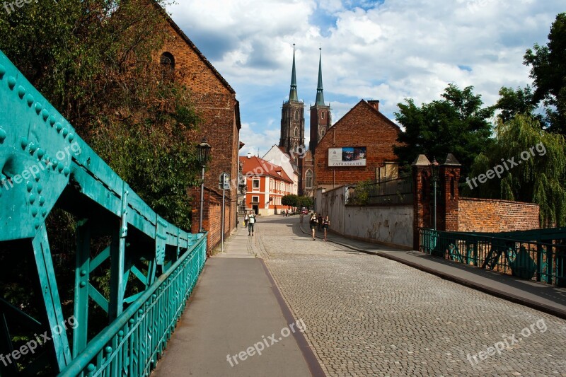 Wroclaw Bridge Sand Island Historic Old Town Silesia