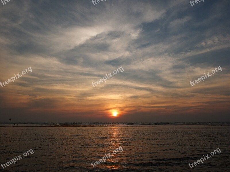 Sunset Ocean India Goa Landscape