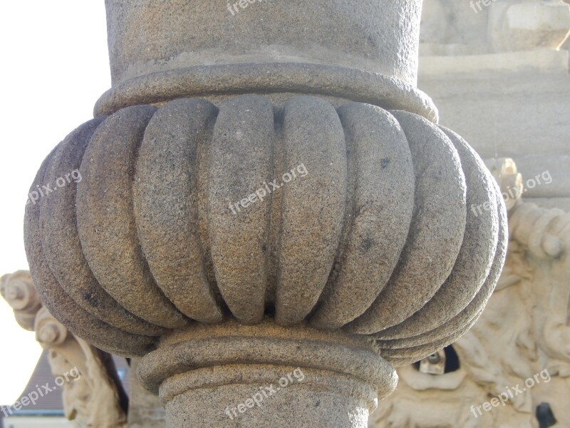 Czech Budějovice Fountain Column Sun