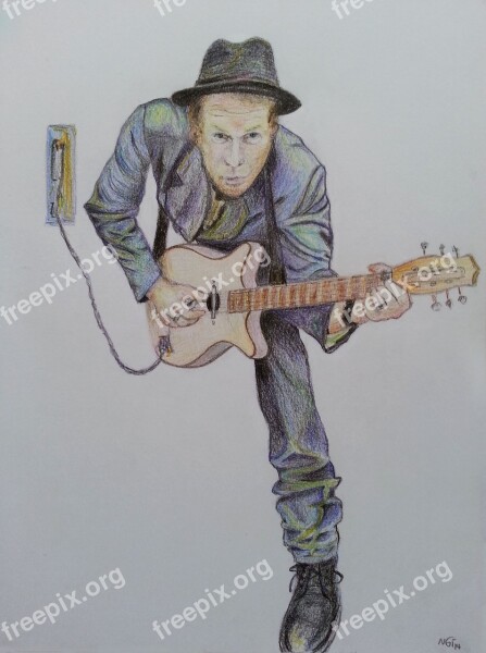 Tom Waits Painted Drawing Paint Colored Pencil Drawing