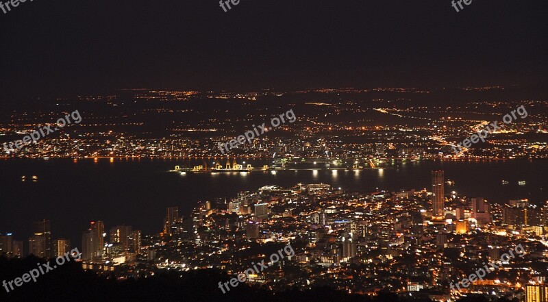 Penang Night Scene From Penang Hill Penang Malaysia Southeast Asia