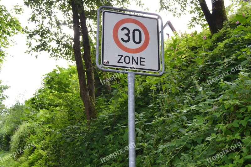 Shield Speed Limitation Street Sign Zone 30 Free Photos