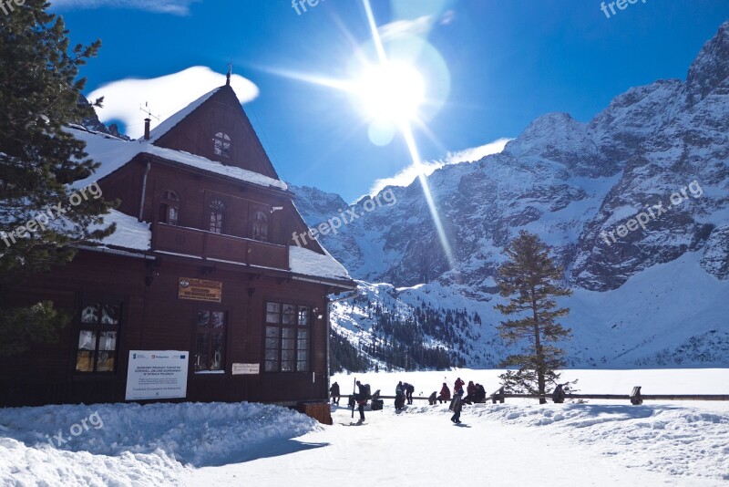 Tatry Mountains Winter In The Mountains Sky The Sun