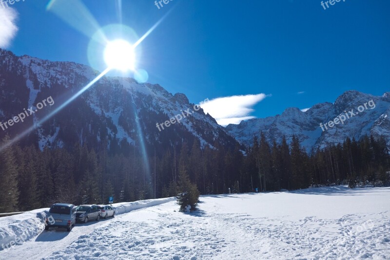 Tatry Mountains Winter In The Mountains Sky The Sun