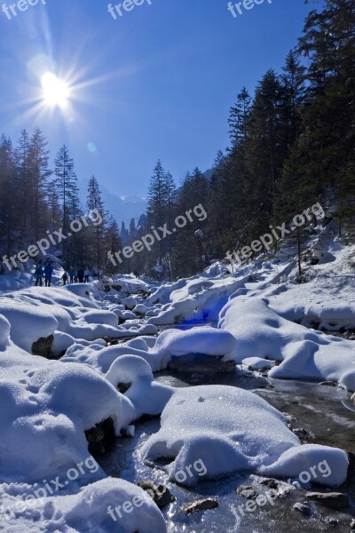 Tatry Mountains Torrent Winter View