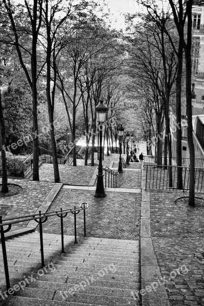 Paris Montmartre Stairs Europe France