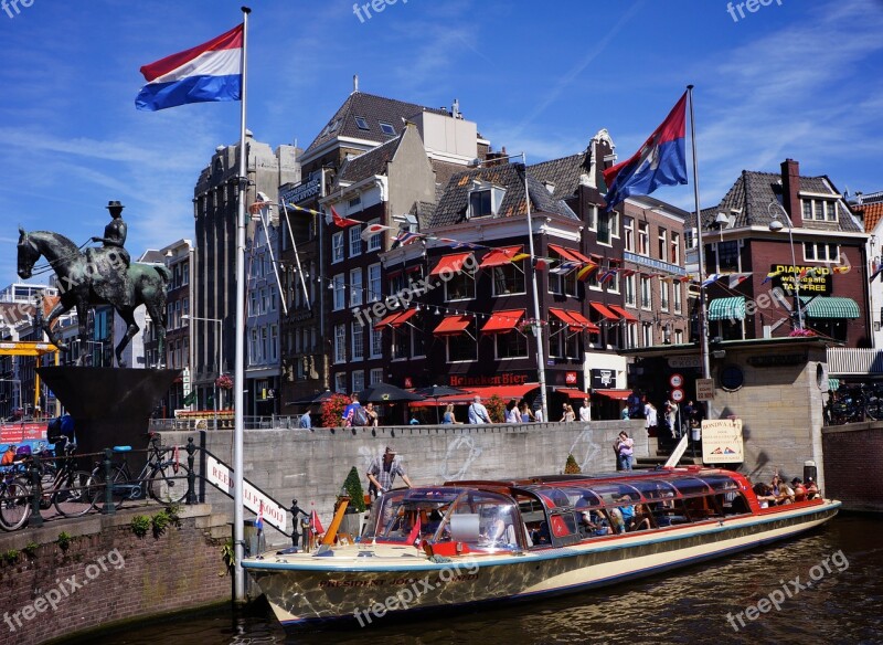 Amsterdam Flag Canal Netherlands Holland