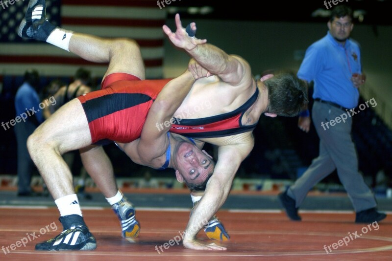 Wrestlers College Males Athletes Match