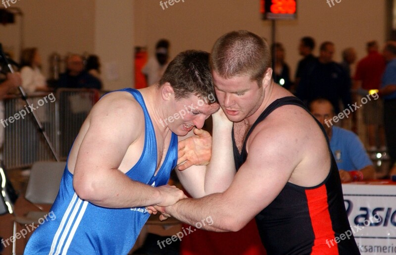 Wrestlers College Males Athletes Match