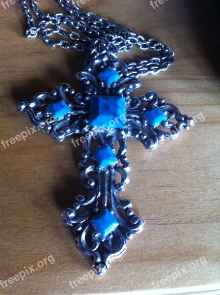 Cross Turquoise Blue Retro Vintage