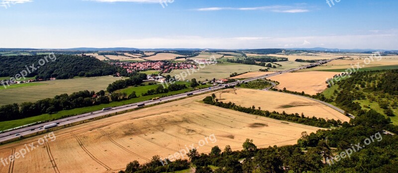 Panorama Landscape Distant View View Thuringia Germany