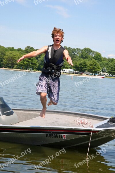 Boating Jumping Swimming Boat Water