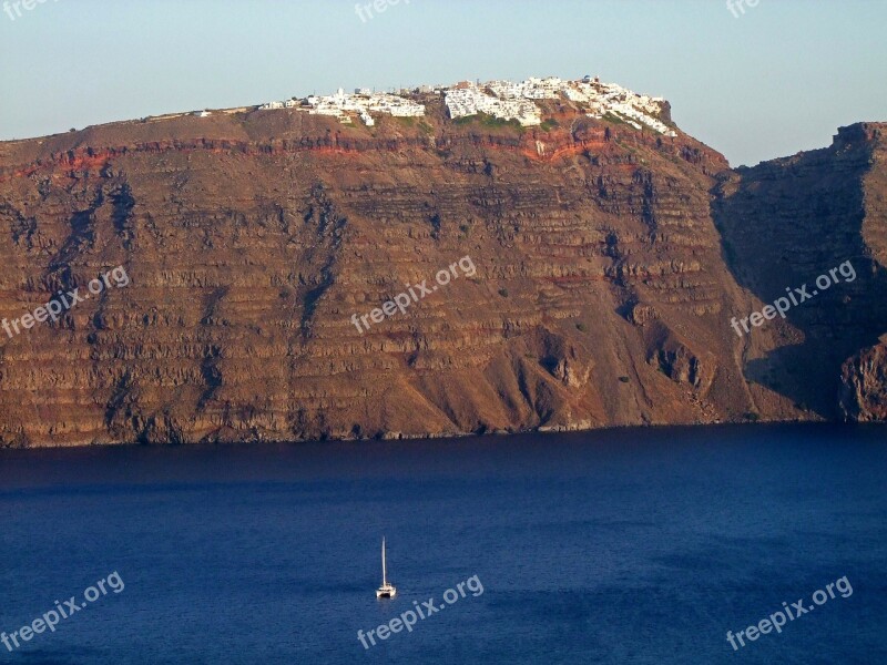 Crater Rim Sea Santorini Greece Cyclades