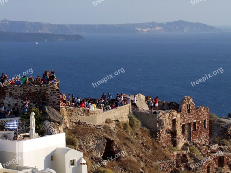 Crater Rim View Viewpoint Ruin Cyclades