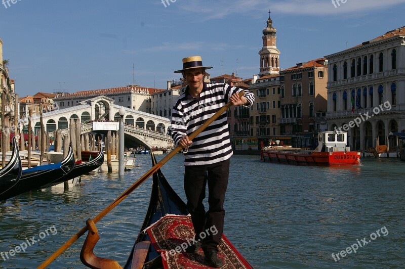 Venice Gondola Canal Grande Rialto Bridge Free Photos