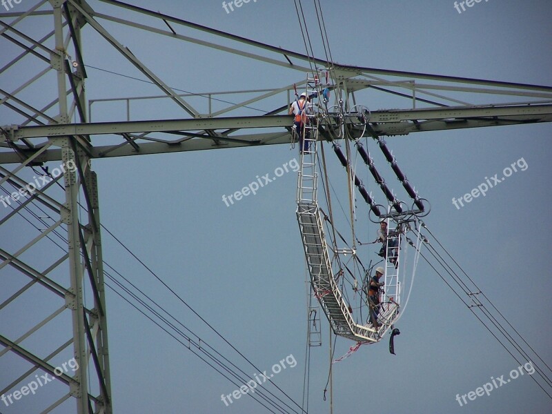 Strommast Sky Work Electricity Cable