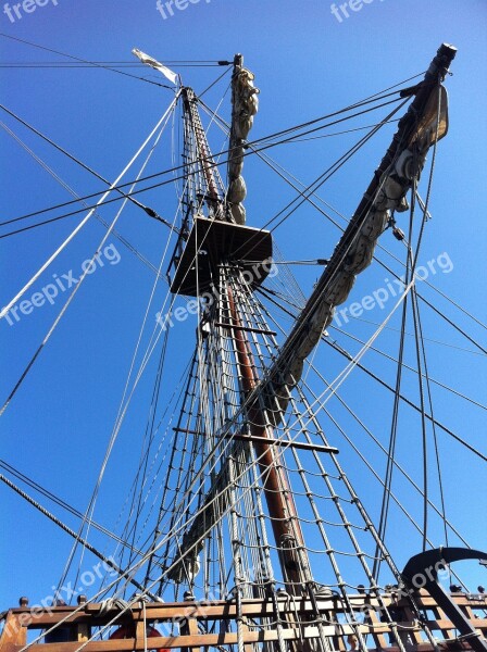 Sailboat Rigging Mast Rope Wooden