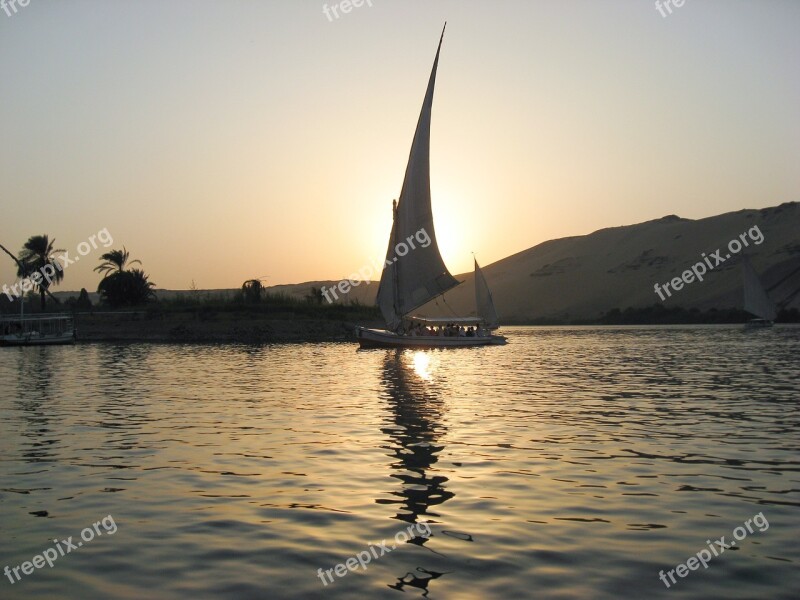 Egypt Nile Felucca Sunset Free Photos