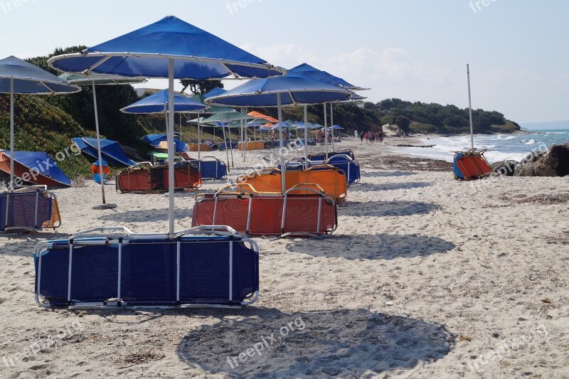 Beach Sand Sandy Beach Sun Lounger Parasol