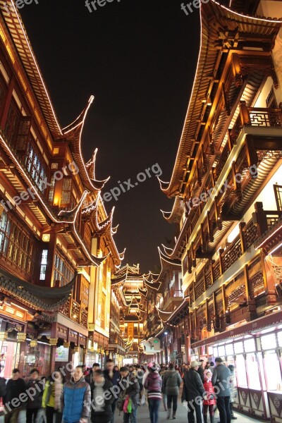 Shanghai Night Historic Center China Illuminated