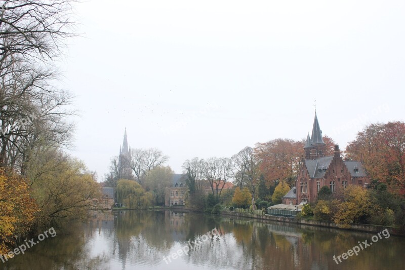 Medieval Canal Brugge Belgium Building