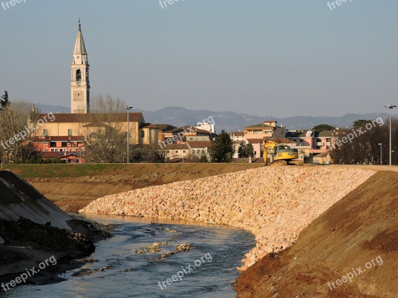 River Sassi Levee Campanile Landscape