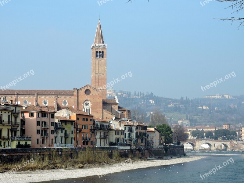 Verona River Adige Landscape Church