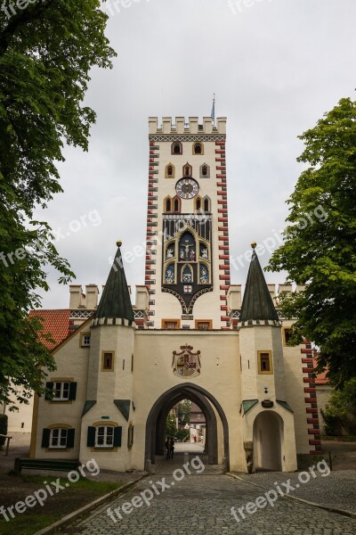 Bayer Gate Landsberg Lech Architecture Historic Center