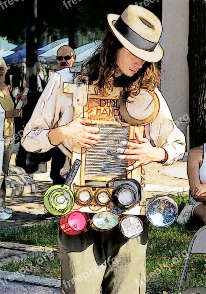 Madison Washboard Busker Washboard Busker Musician Street