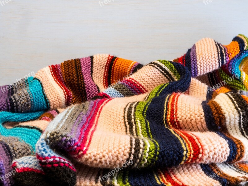 Knitting Background Knitted Blanket Colorful Knitting Needlework