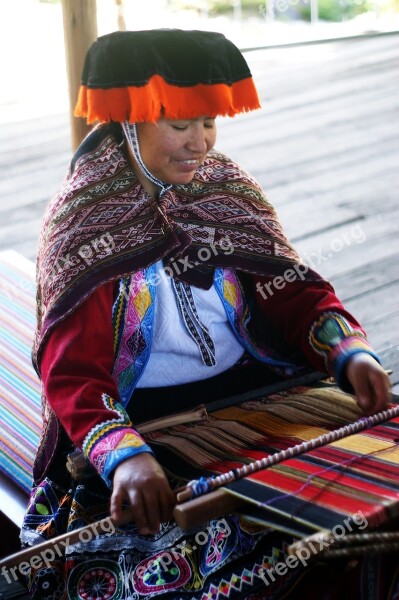 Weaver Costume Peru Culture Andes