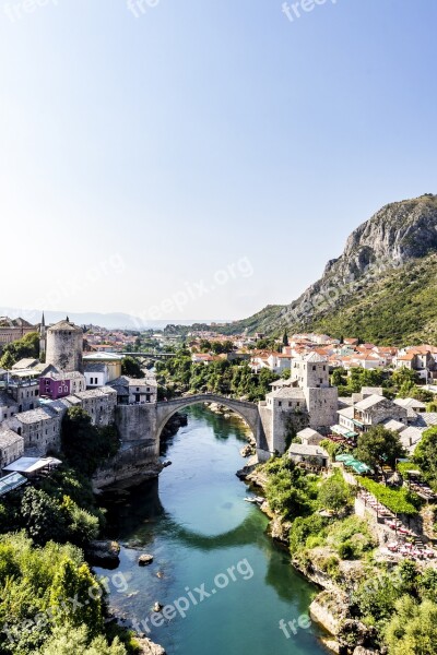 Bosnia And Herzegovina Mostar Bridge River Unesco