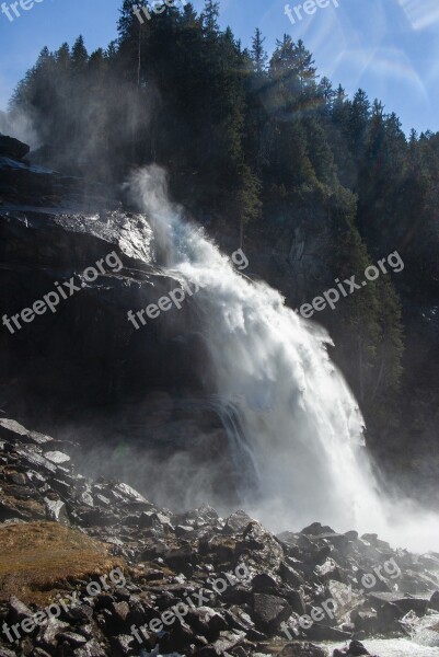 Waterfall Krimml Austria Mountains Pinzgau