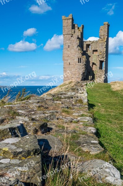 Dunstanburgh Castle Ruin Tower Castle Middle Ages