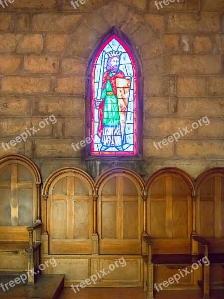 Stained Glass Window Medieval Castle Church Village