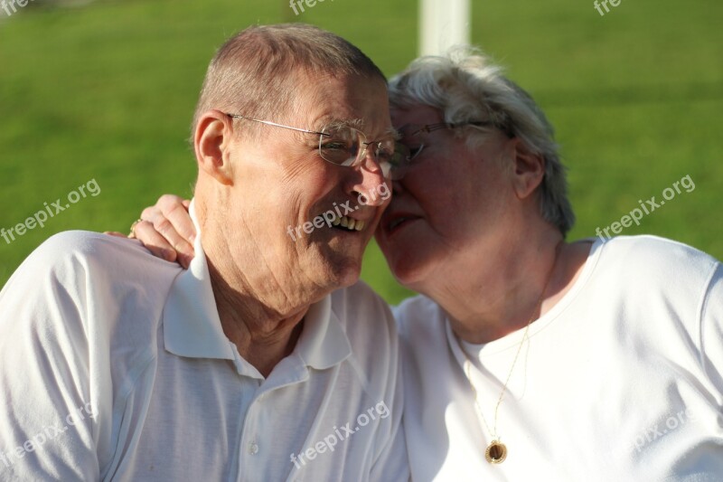 Grandparents Outdoors Snuggling Senior Citizens Free Photos