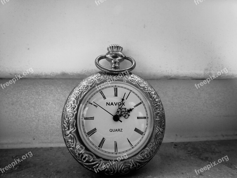 Pocket Watch Vintage Black White Sw