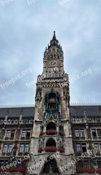 Building Town Hall Munich Old Marienplatz Landmark