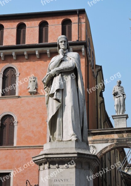 Statue Dante Poet Verona Monument