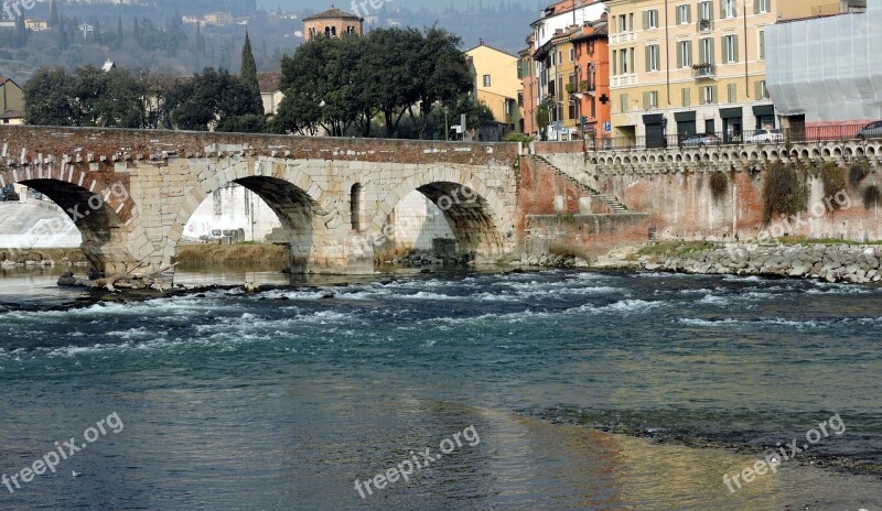 Verona Stone Bridge The River Adige Italy Archi