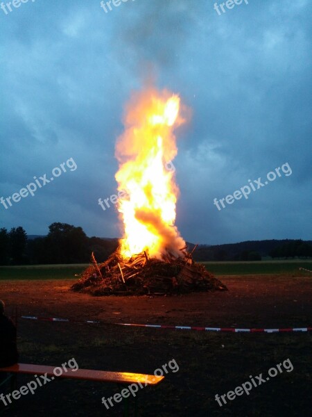 Fire Flame Sonnwendfest Midsummer Wood Pile