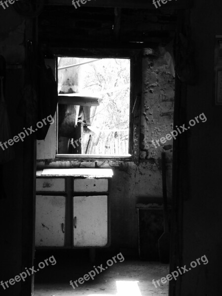 Old Home Black And White Window Door