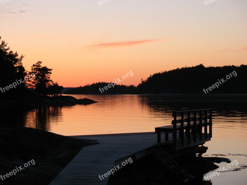 Evening Sky Archipelago Bridge Twilight The Stockholm Archipelago