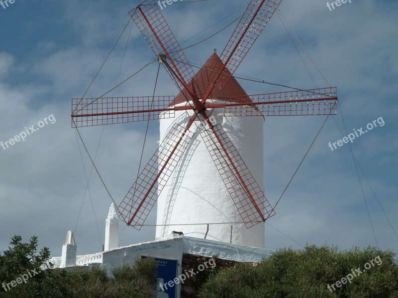 Windmill Menorca Spain Balearic Mediterranean