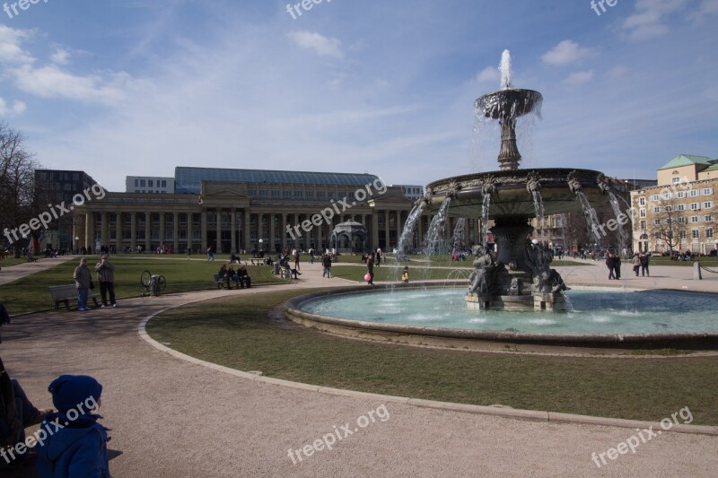 Stuttgart Castle Garden Fountain Water Park