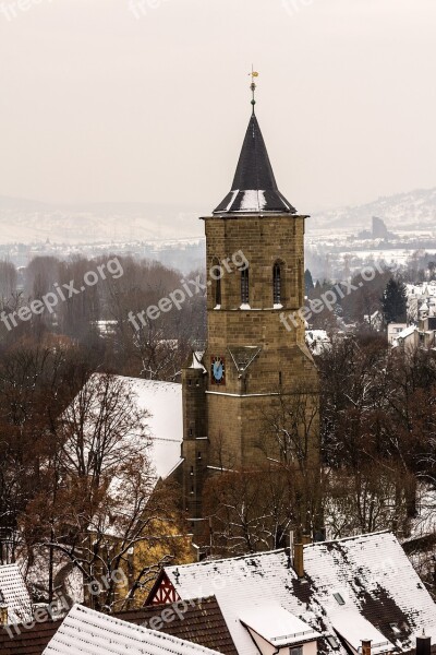 St Michael's Church Waiblingen Winter Snow Wintry