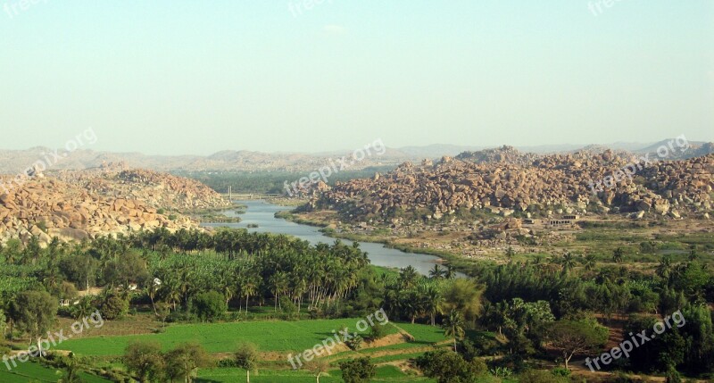 Hampi India View Lake Temple