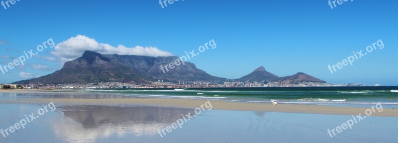 Cape Town Table Mountain Mirroring Beach Sea