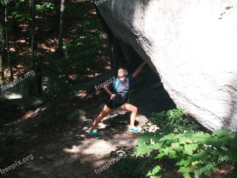 Rock Triumph Hike Young Happiness