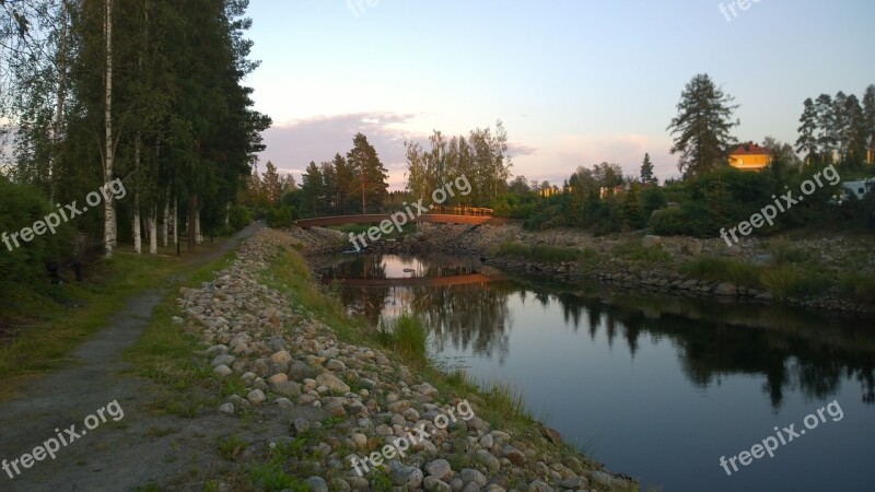 Bridge Evening Reflection Water View